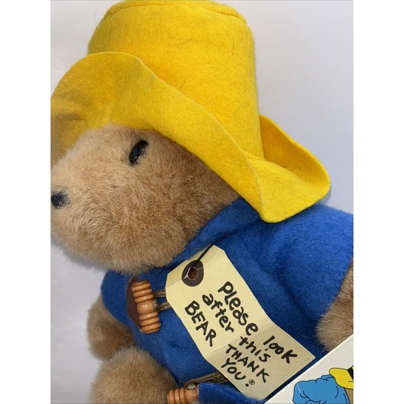 Paddington Bear Plush Stuffed Animal Toggle Coat Yellow Hat 9" Eden Toys - Picture 2 of 5